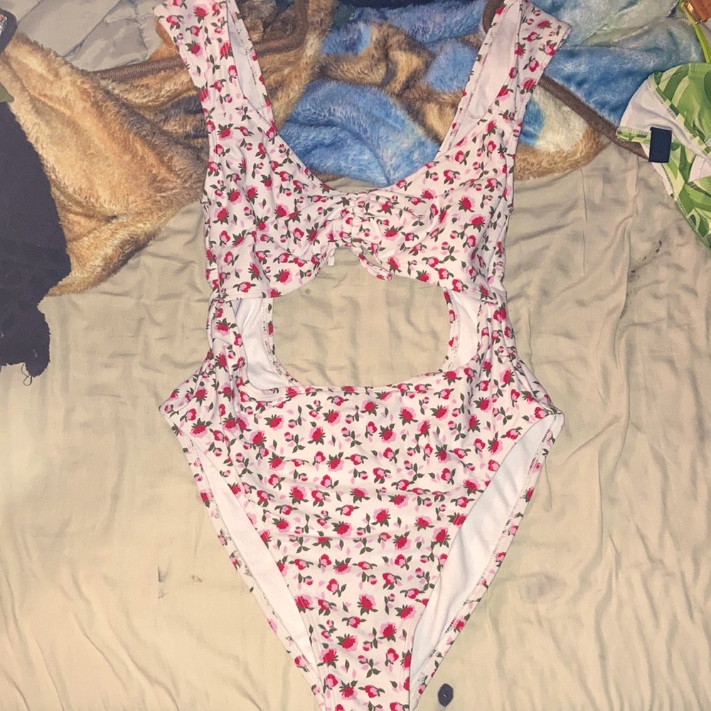 Floral one piece bathing suit